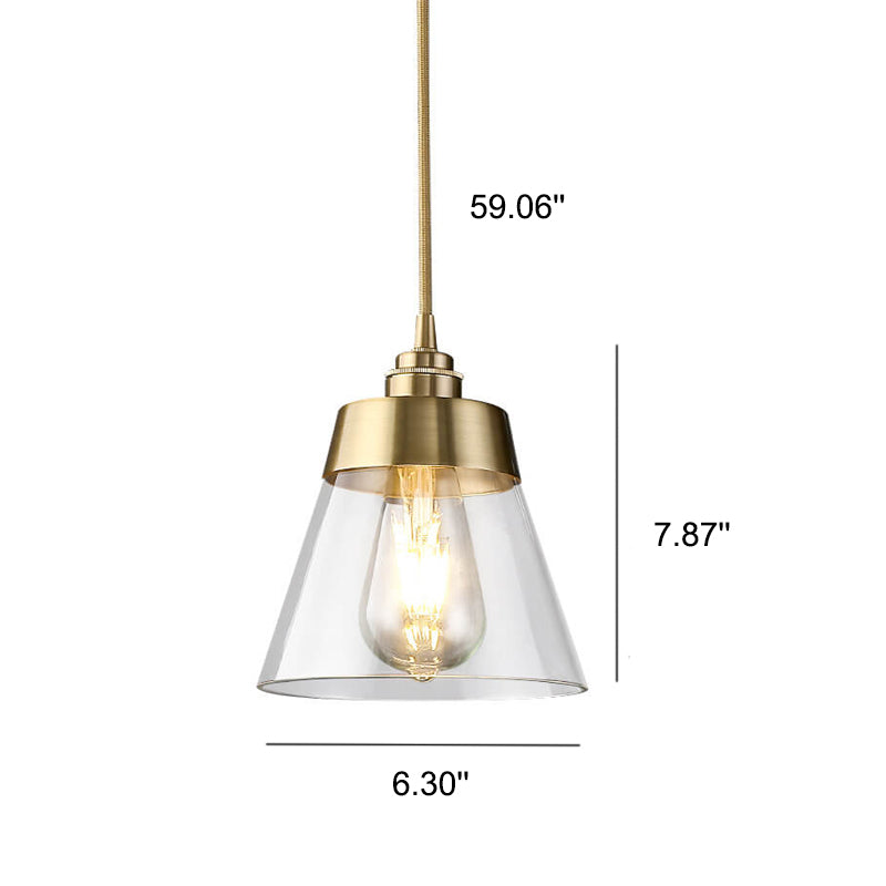 Industrial Brass Glass Bell Shape 1-Light Pendant Light