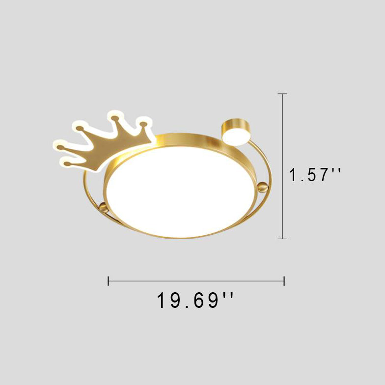 Nordic Creative Crown Brass LED Flush Mount Ceiling Light