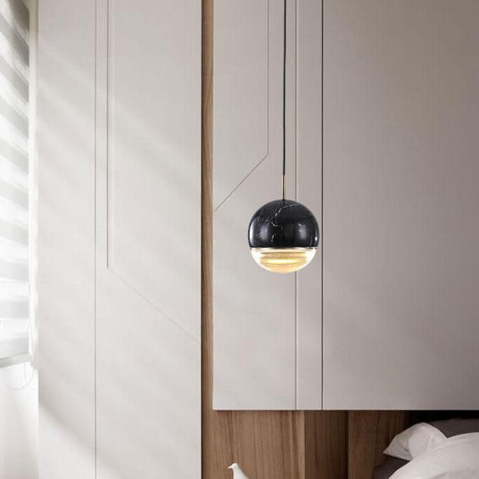 Modern Spherical Marble 1-Light LED Pendant Light