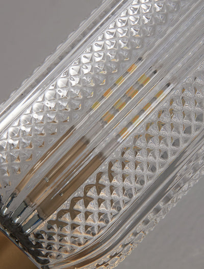 Modern Diamond Textured Glass Brass 2-Light Wall Sconce Lamp