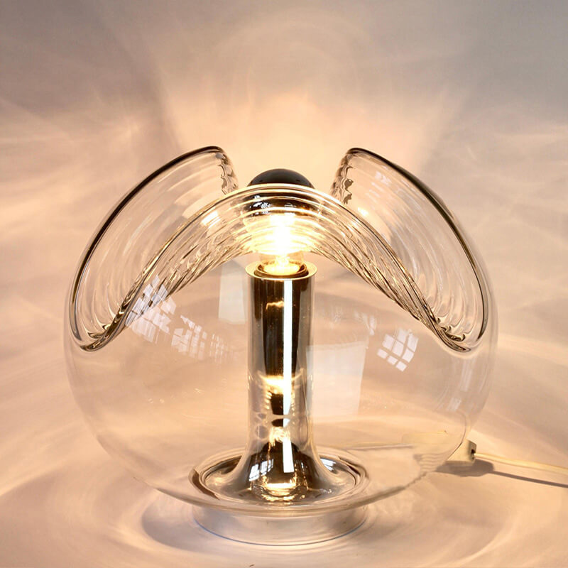 Vintage Clear Wave Glass Globe 1-Light Pendant Light