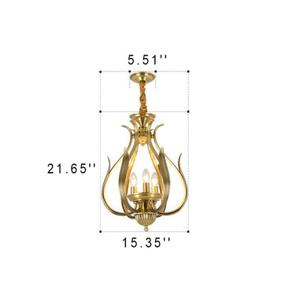 Modern Luxury Brass Oval Lantern  3-Light Chandelier