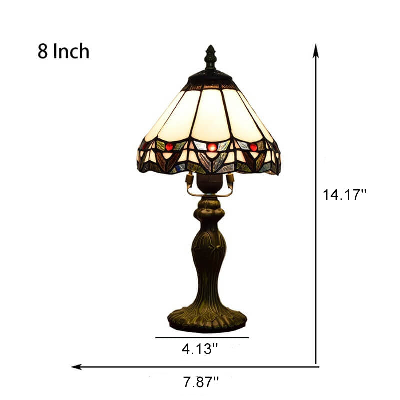 Lámpara de mesa de 1 luz con forma de campana de vidrio teñido estilo barroco Tiffany 