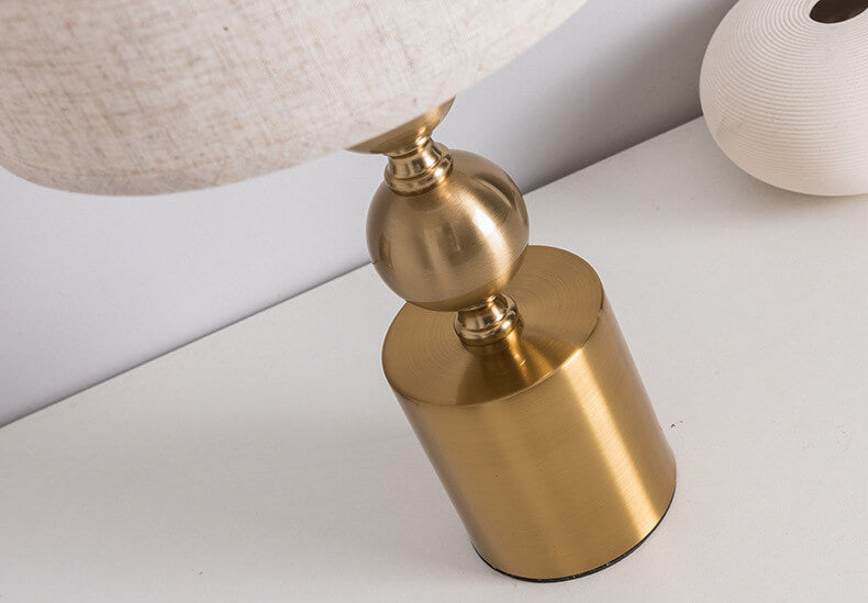 Modern Luxury Fabric Metal Ball Base 1-Light Table Lamp