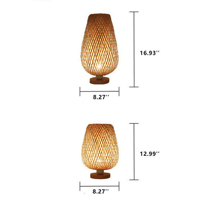 Modern Bamboo Weaving Oval 1-Light Table Lamp