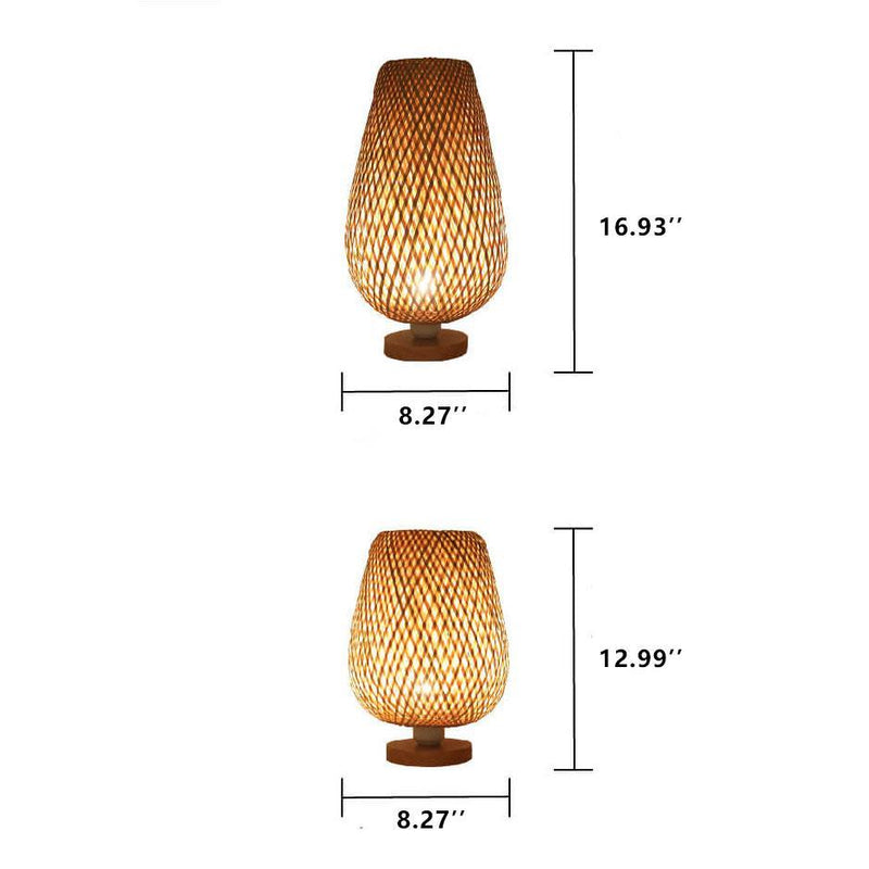 Moderne Bambusweberei Oval 1-Licht Tischlampe 
