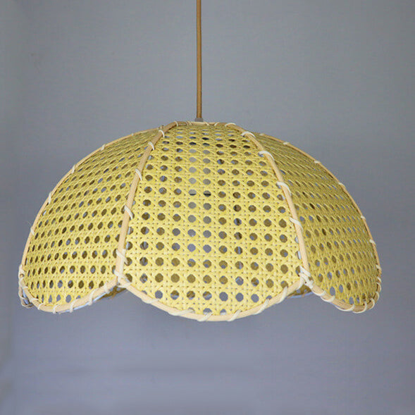 Nordic Rattan Weaving Scallop Dome 1-Light Pendant Light