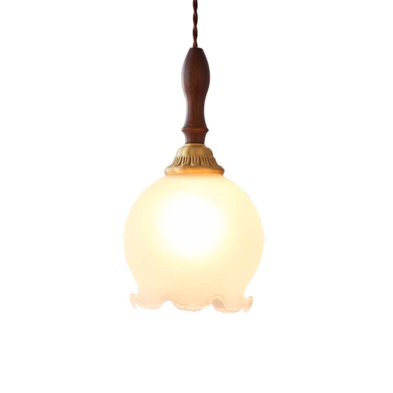 Lámpara Colgante de 1 Luz de Tulipán de Vidrio Vintage Francés 