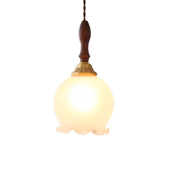 Lámpara Colgante de 1 Luz de Tulipán de Vidrio Vintage Francés 