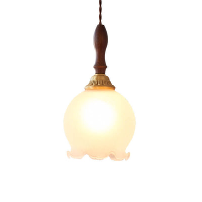 Vintage French Glass Tulip 1-Light Pendant Light