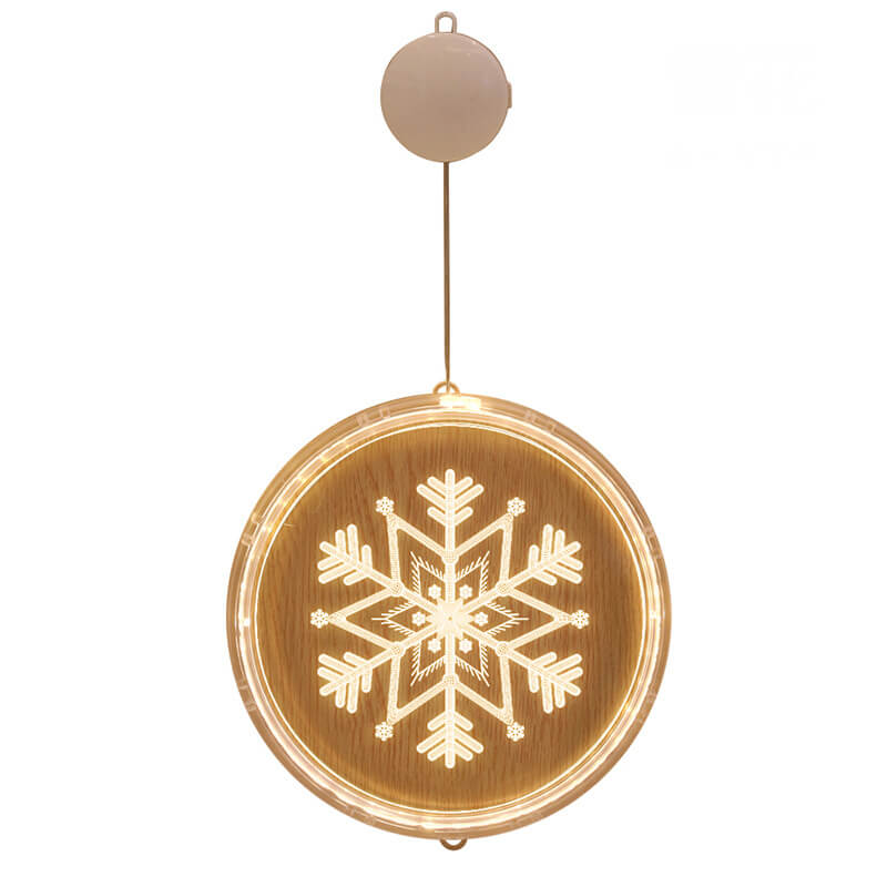 Weihnachtliche LED-Acryl-Dekoration mit runder Saugnapfleuchte 