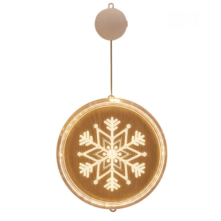 Weihnachtliche LED-Acryl-Dekoration mit runder Saugnapfleuchte 