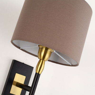 Modern Minimalist Coffee Fabric Cylinder Shade 1-Light Wall Sconce Lamp