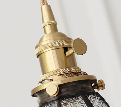 Vintage Mediterranean Glass Shade Brass 1-Light Pendant Light