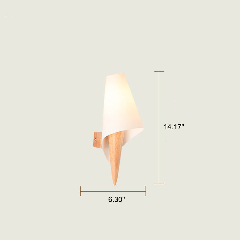Nordic Wide Flare White Glass Shade 1-Light Wall Sconce Lamp