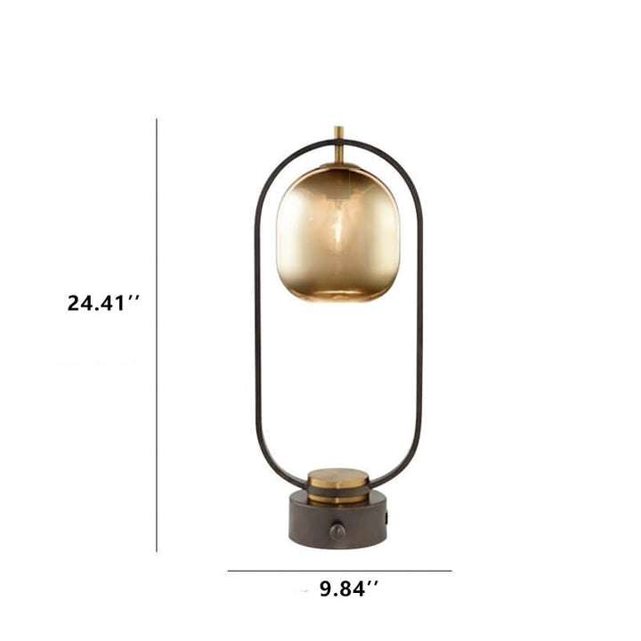 Modern Amber Glass Ring 1-Light Table Lamp