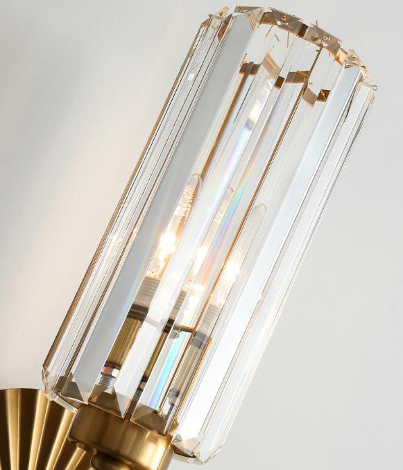 Modern Luxury Crystal Column Round Base 1-Light Wall Sconce Lamp