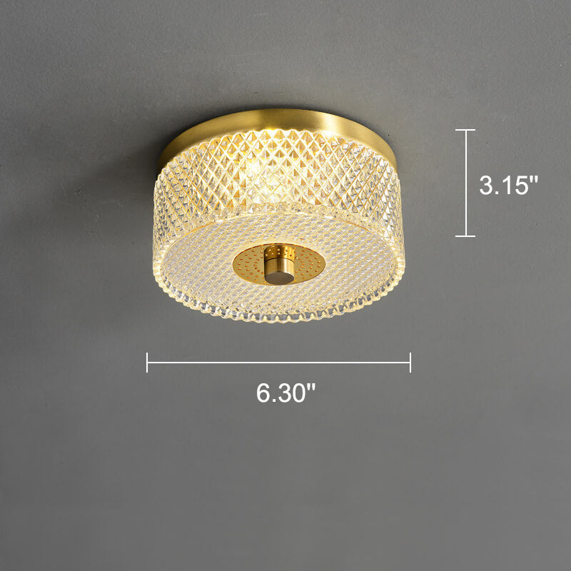 Simple Square Round Acrylic Brass LED Flush Mount Ceiling Light