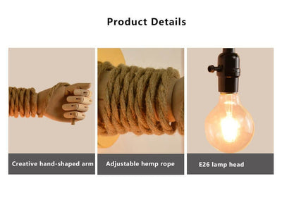 Industrial Woven Rope Hand -Shaped 1-Light Wall Sconce Lamp