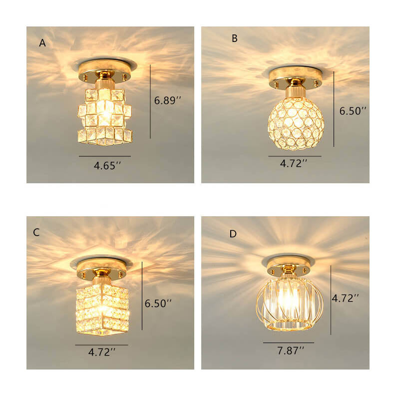 Modern Creative Crystal 1-Light Semi-Flush Mount Ceiling Light