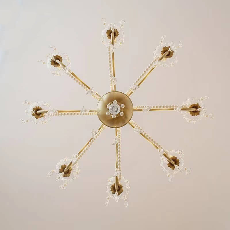 Moderner Luxus-Kandelaber-Perlen-Kristall-Messing-6/8-Licht-Kronleuchter
