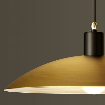 Minimalist Brass Flat Dome Shade 1-Light Pendant Light