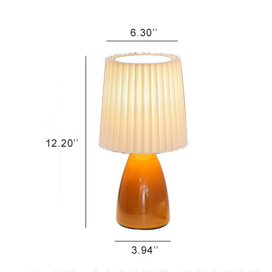 Nordic Vintage Pleated Shade Glass Base 1-Light Table Lamp