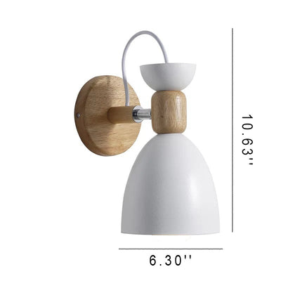 Nordic Macaron Iron Solid Wood Base 1-Light Wall Sconce Lamp