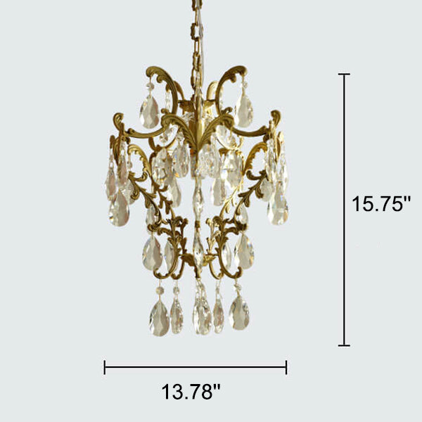 Lámpara colgante elegante de 1 luz de cristal de latón vintage francés 