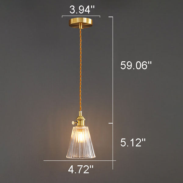 Modern Luxury Glass Bell Shade Brass 1-Light Pendant Light