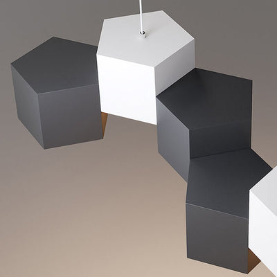 Modern Creative Square Geometric Iron LED Macaron Chandelier