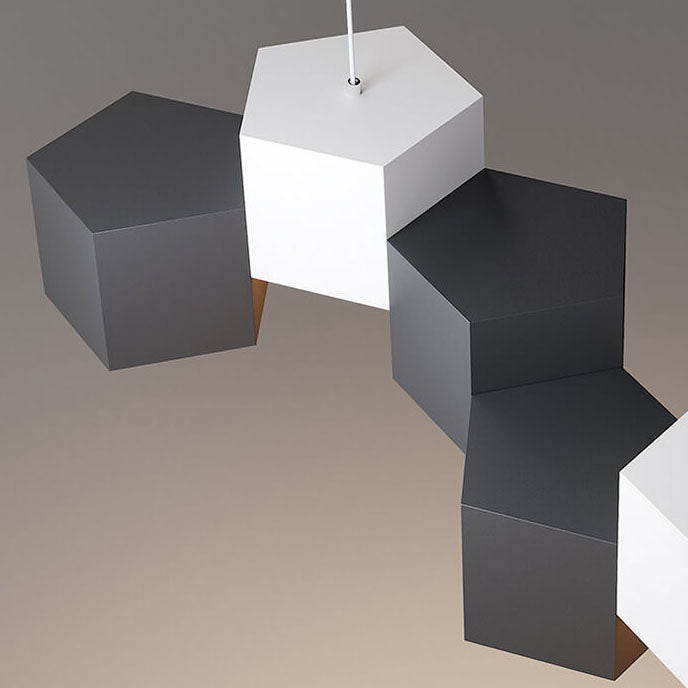 Modern Creative Square Geometric Iron LED Macaron Chandelier