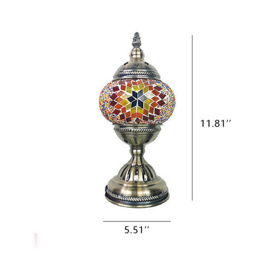 Vintage Turkish Stained Glass Globe Shade 1-Light Table Lamp
