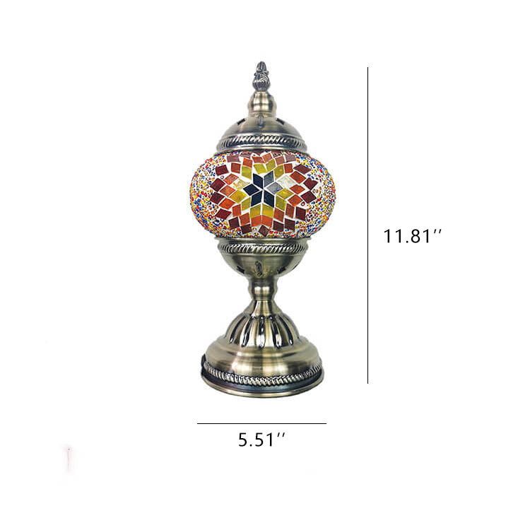 Vintage Turkish Stained Glass Globe Shade 1-Light Table Lamp