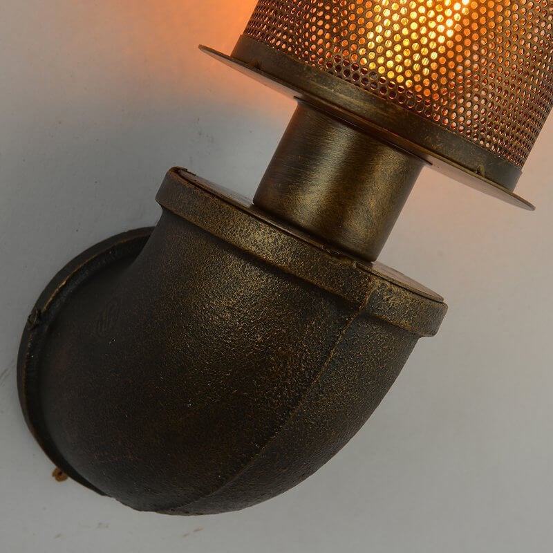 Industrielle Vintage-Zylinderrohr-Metallgitter-Wandleuchte mit 1 Licht 