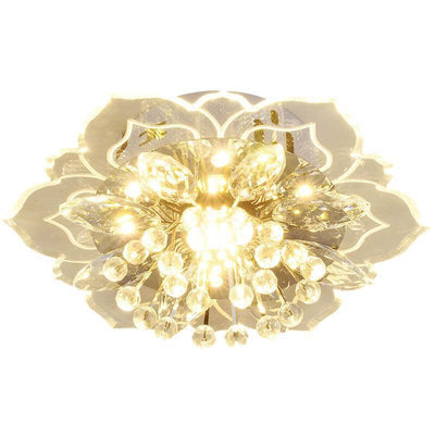 Modern Crystal Flower Shape LED Flush Mount Ceiling Light