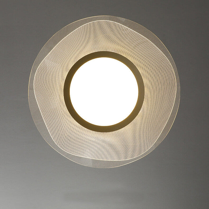 Lustre Plafonnier Semi-Encastré LED Feuille de Lotus Ronde en Acrylique de Luxe Créatif 