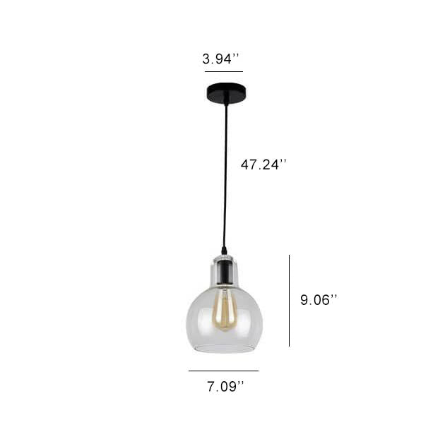Vintage Clear Gourd Glass 1-Light Pendant Light