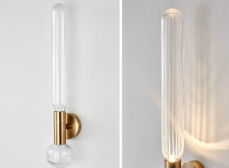 Modern Glass Cylindrical Bar 1-Light LED Wall Sconce Lamp