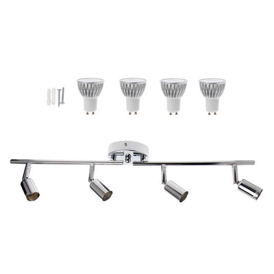 Simple Iron 4-Light Track Adjustable Spotlight Flush Mount Ceiling Light