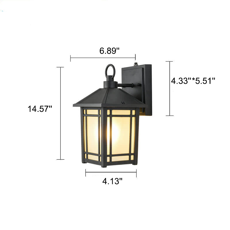 Simple Square Lantern Outdoor Waterproof 1-Light Wall Sconce Lamp