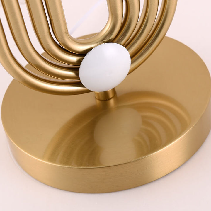 Modern Luxury Fabric Gold Oval Ring Base 1-Light Table Lamp