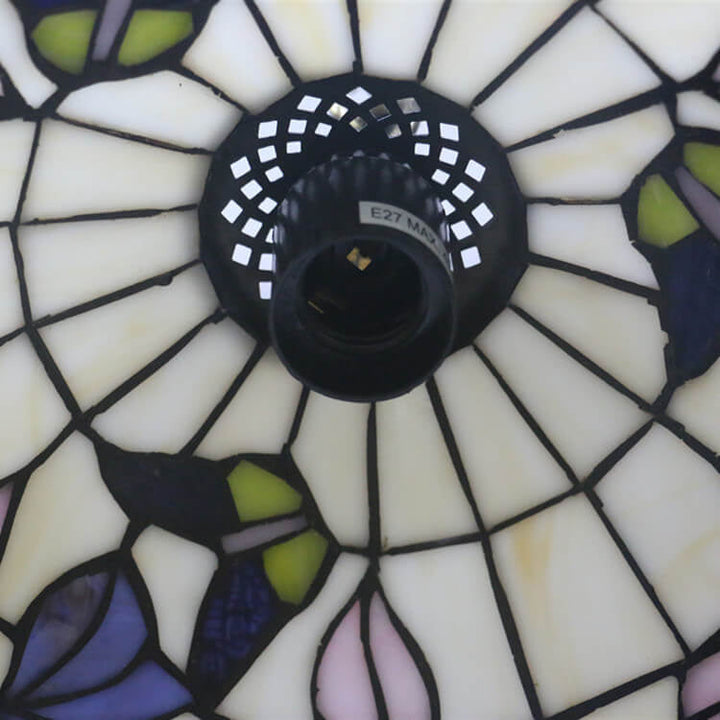 Tiffany Europäischer Schmetterling Blumen Buntglas Pendelleuchte 