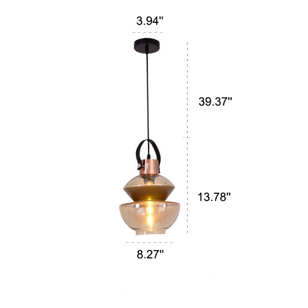 Industrial Amber Geometric Jar Glass 1-Light Pendant Light