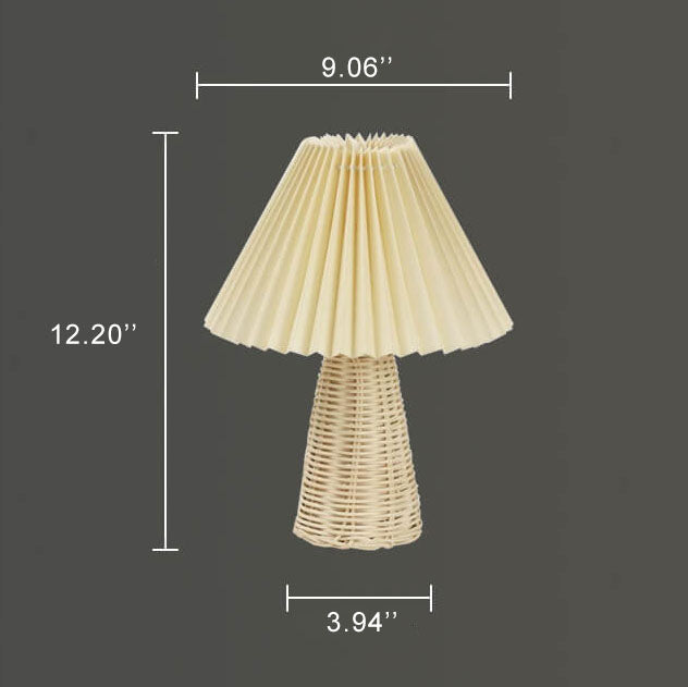 Vintage Pleated Fabric Tapered Base 1-Light Table Lamp