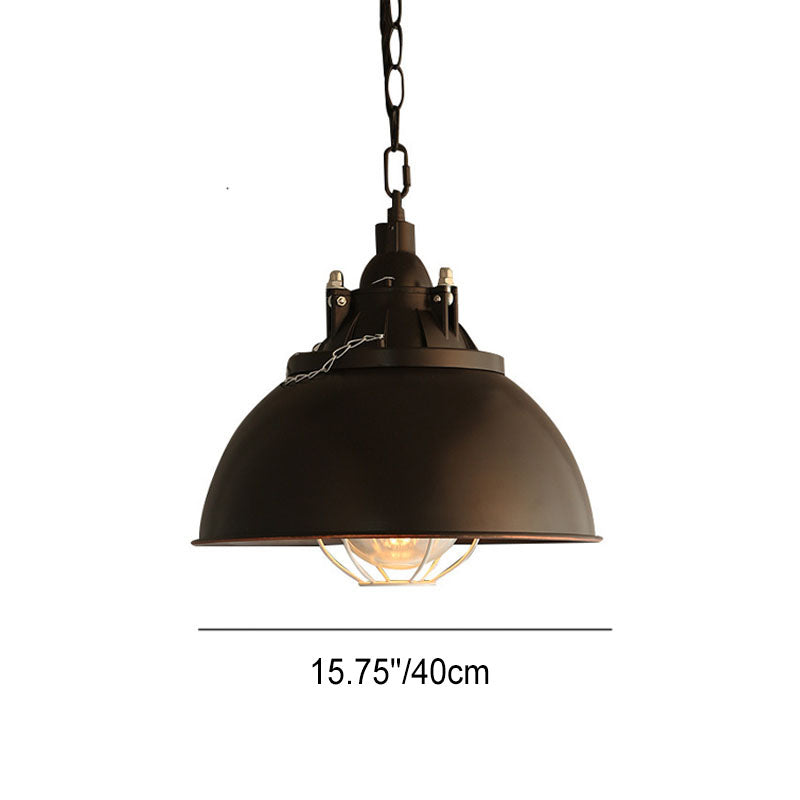 Industrial Retro Black Pot Lid Iron 1-Light Pendant Light