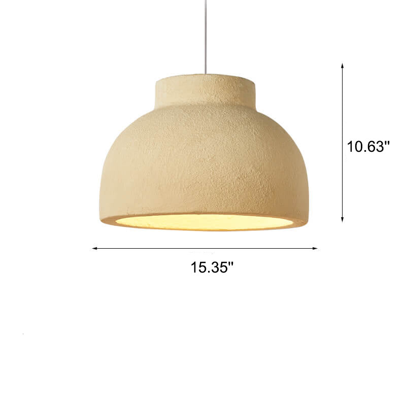 Minimalist Handmade Earthy Yellow Bowl-shaped 1-Light Pendant Light