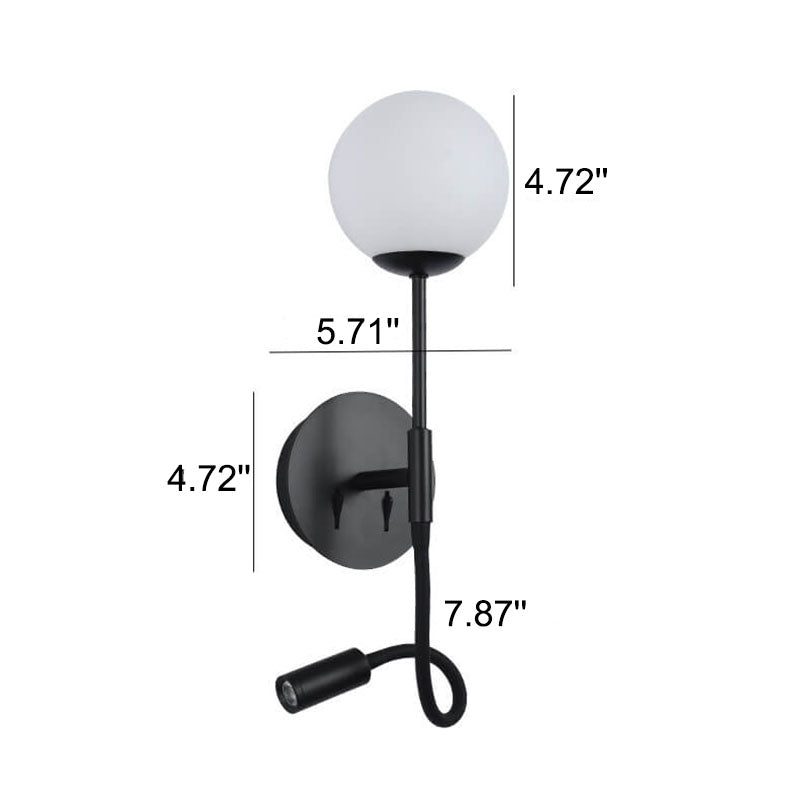 Modern Round Glass Ball Silicone Hose 1-Light Wall Sconce Lamp