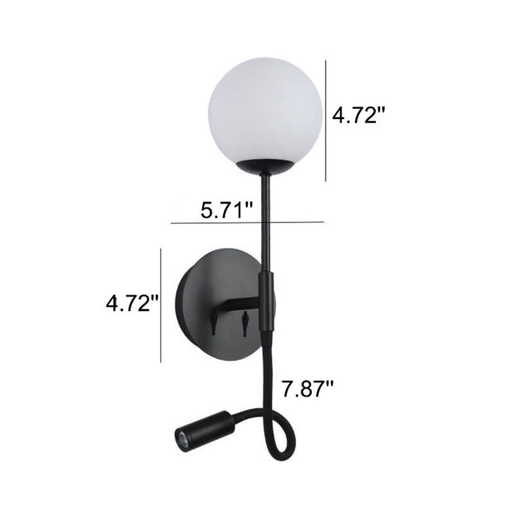 Modern Round Glass Ball Silicone Hose 1-Light Wall Sconce Lamp