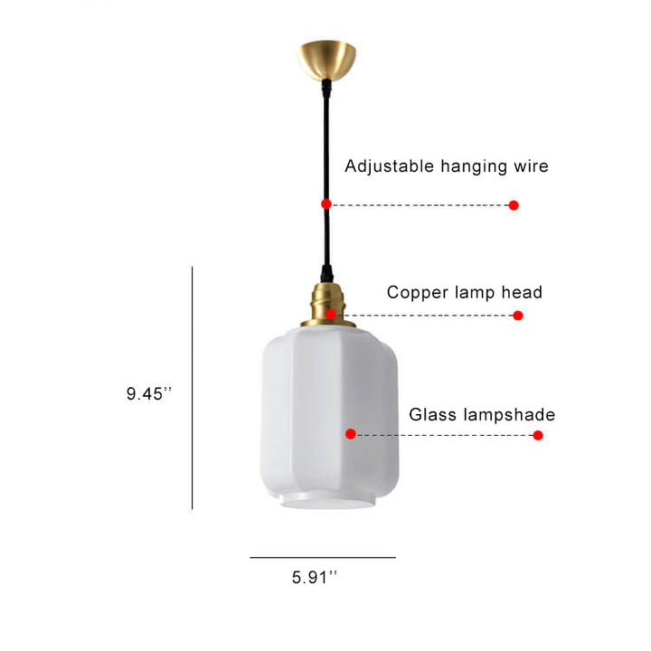 Lámpara colgante de 1 luz de vidrio blanco vintage nórdico 